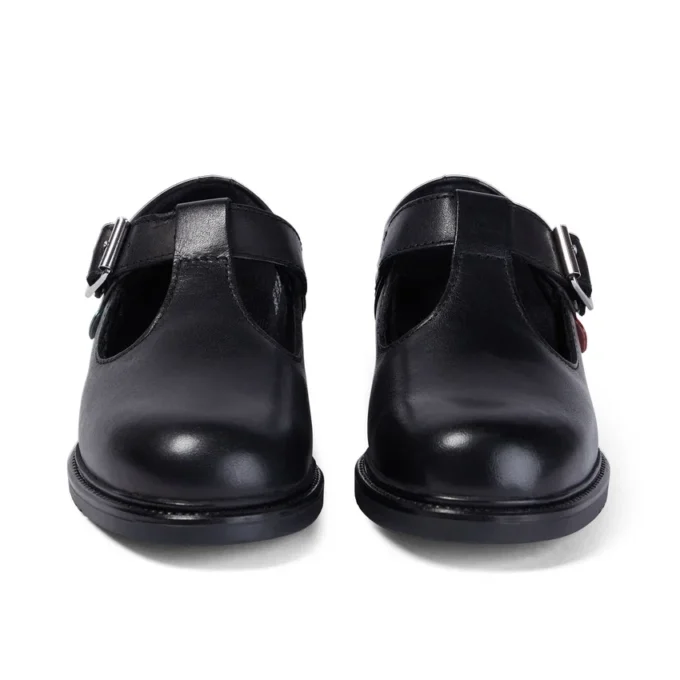 Junior Mädchen Lach T-Bar Leder Schwarz Junior Mädchen Lach T-Bar Leder Schwarz