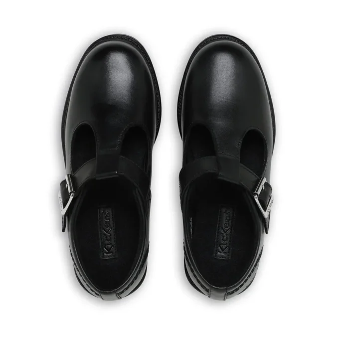 Junior Mädchen Lach T-Bar Leder Schwarz Junior Mädchen Lach T-Bar Leder Schwarz