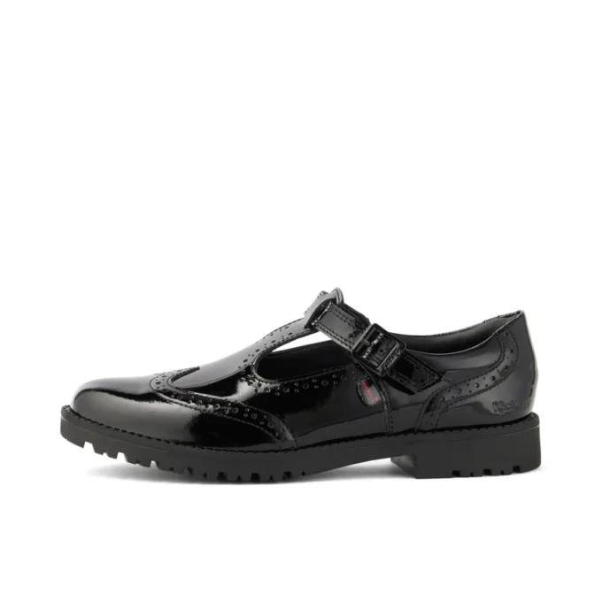 Junior Mädchen Lachly Brogue T-Bar Lackleder Schwarz