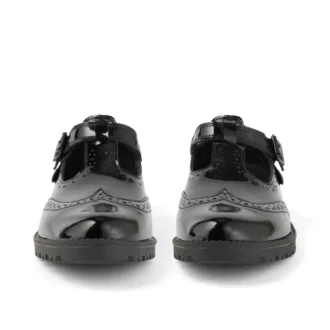 Junior Mädchen Lachly Brogue T-Bar Lackleder Schwarz