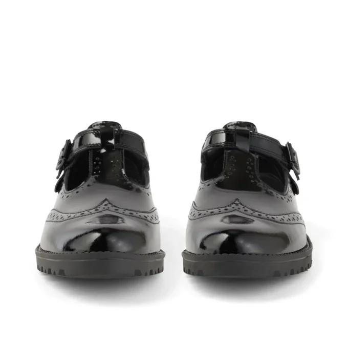 Junior Mädchen Lachly Brogue T-Bar Lackleder Schwarz