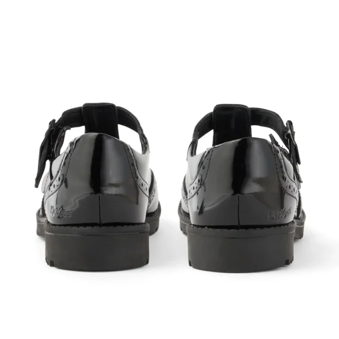 Junior Mädchen Lachly Brogue T-Bar Lackleder Schwarz