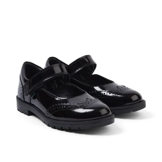 Junior Mädchen Lachly MJ Brogue Lackleder Schwarz Junior Mädchen Lachly MJ Brogue Lackleder Schwarz