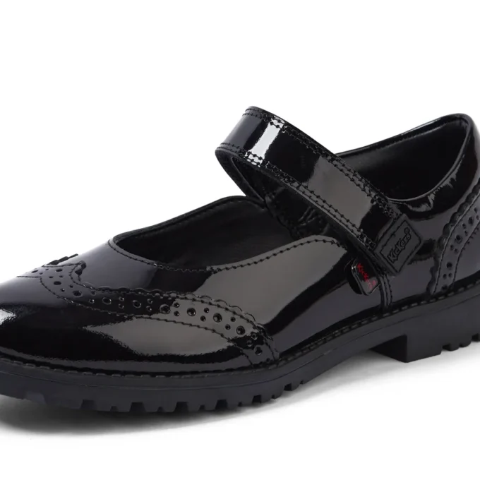 Junior Mädchen Lachly MJ Brogue Lackleder Schwarz Junior Mädchen Lachly MJ Brogue Lackleder Schwarz