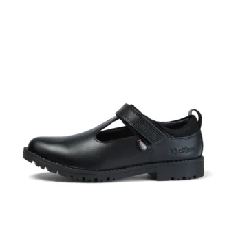 Junior Mädchen Lachly T-Bar Leder Schwarz