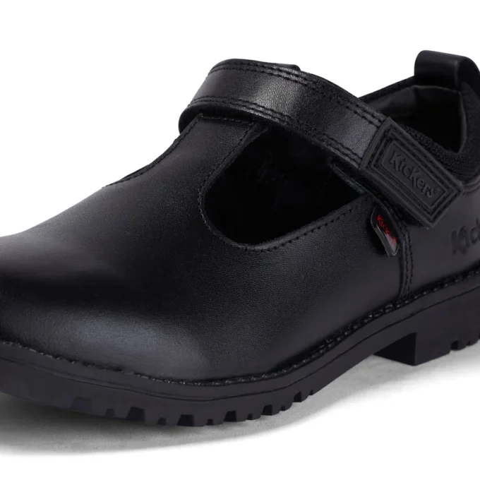Junior Mädchen Lachly T-Bar Leder Schwarz Junior Mädchen Lachly T-Bar Leder Schwarz
