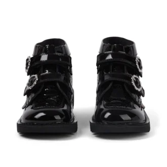 Junior-Mädchen-Stiefel Kick Hi Meadow aus Lackleder, schwarz