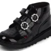 Junior-Mädchen-Stiefel Kick Hi Meadow aus Lackleder, schwarz Junior-Mädchen-Stiefel Kick Hi Meadow aus Lackleder, schwarz