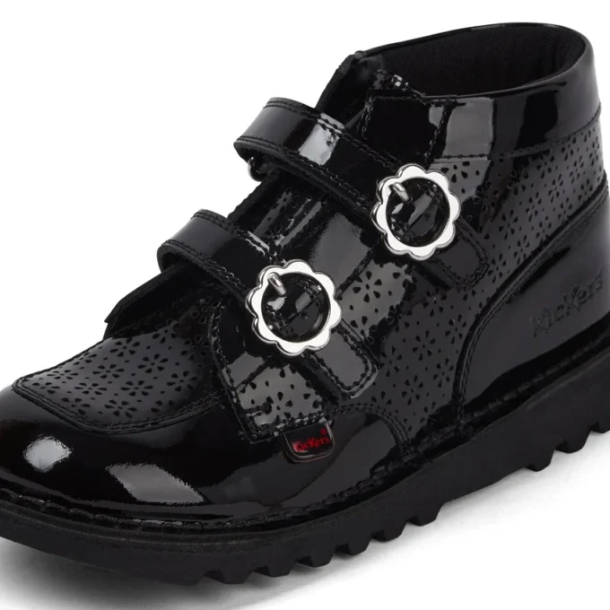 Junior-Mädchen-Stiefel Kick Hi Meadow aus Lackleder, schwarz Junior-Mädchen-Stiefel Kick Hi Meadow aus Lackleder, schwarz