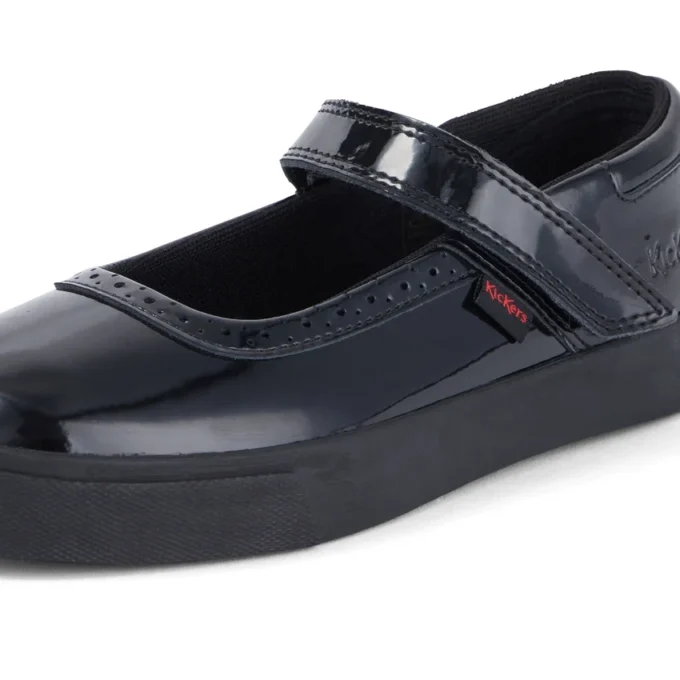 Junior Mädchen Tovni Brogue MJ Lackleder Schwarz