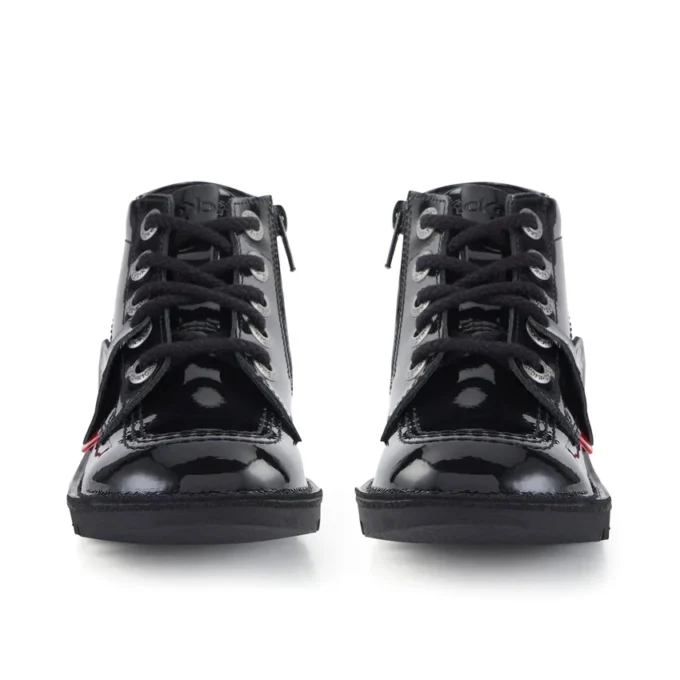 Junior Unisex Kick Hi Zip Lackleder Schwarz