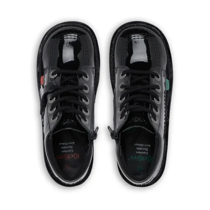 Junior Unisex Kick Hi Zip Lackleder Schwarz