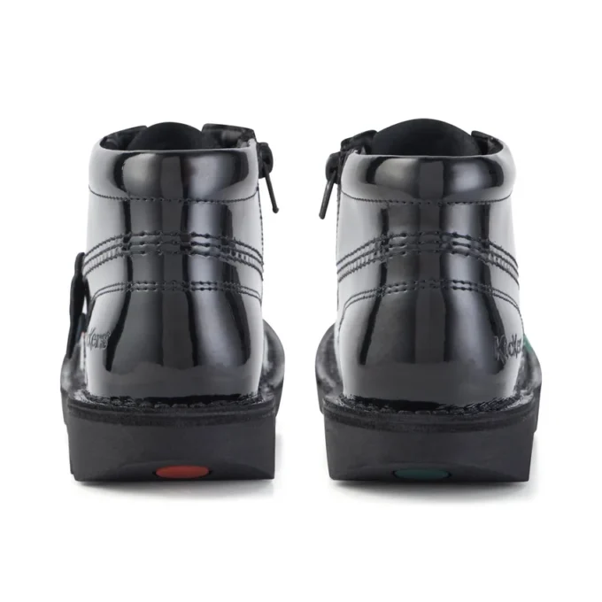 Junior Unisex Kick Hi Zip Lackleder Schwarz