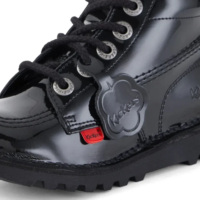 Junior Unisex Kick Hi Zip Lackleder Schwarz