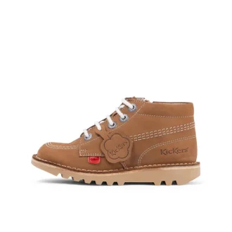 Junior Unisex Kick Hi Zip Leder Hellbraun