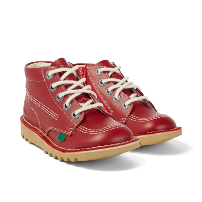 Junior Unisex Kick Hi Zip Leder Rot Junior Unisex Kick Hi Zip Leder Rot