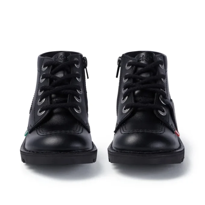 Junior Unisex Kick Hi Zip Leder Schwarz