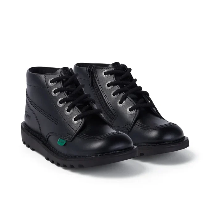 Junior Unisex Kick Hi Zip Leder Schwarz