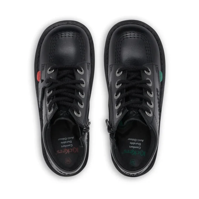 Junior Unisex Kick Hi Zip Leder Schwarz