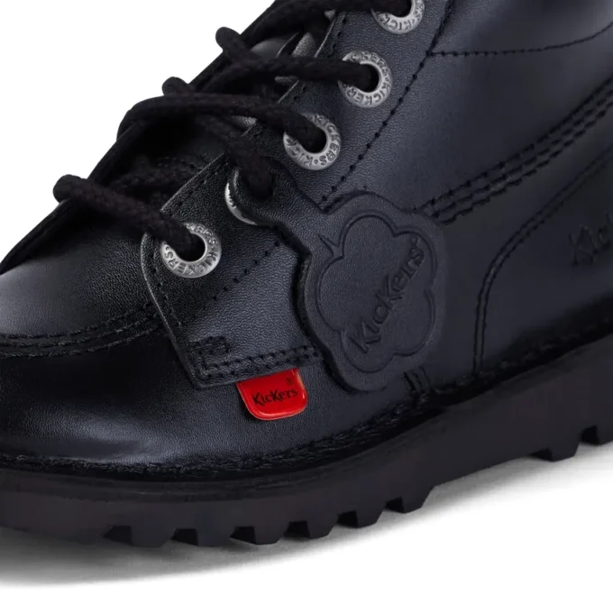 Junior Unisex Kick Hi Zip Leder Schwarz
