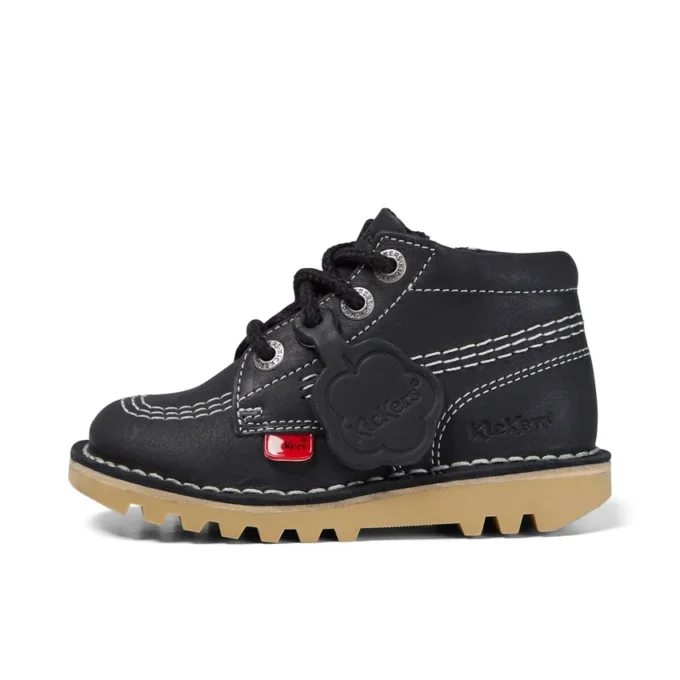 Junior Unisex Kick Hi Zip Leder Schwarz/Weiß