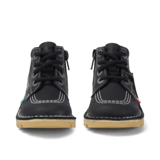 Junior Unisex Kick Hi Zip Leder Schwarz/Weiß