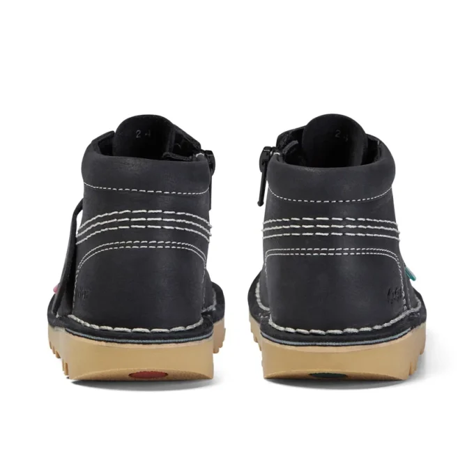 Junior Unisex Kick Hi Zip Leder Schwarz/Weiß