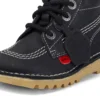 Junior Unisex Kick Hi Zip Leder Schwarz/Weiß