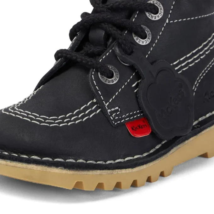 Junior Unisex Kick Hi Zip Leder Schwarz/Weiß