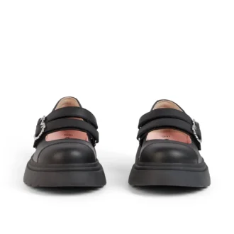 Kenzi MJ-Schuhe für Mädchen, Leder, schwarz