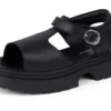 Kenzi-Sandalen für Mädchen aus schwarzem Leder Kenzi-Sandalen für Mädchen aus schwarzem Leder