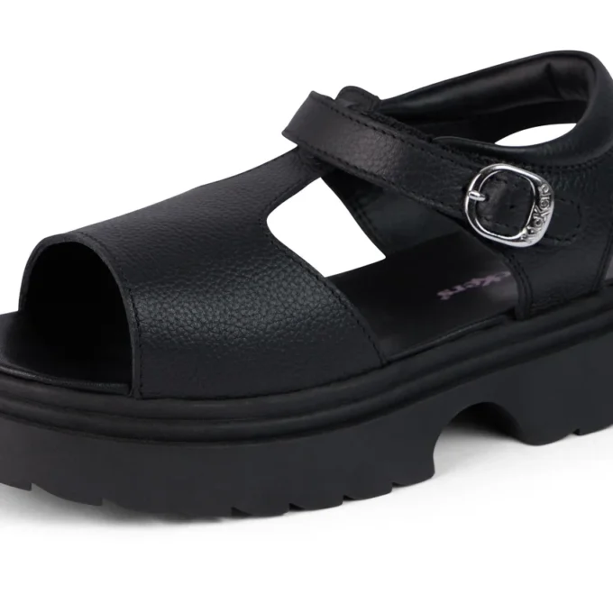 Kenzi-Sandalen für Mädchen aus schwarzem Leder Kenzi-Sandalen für Mädchen aus schwarzem Leder