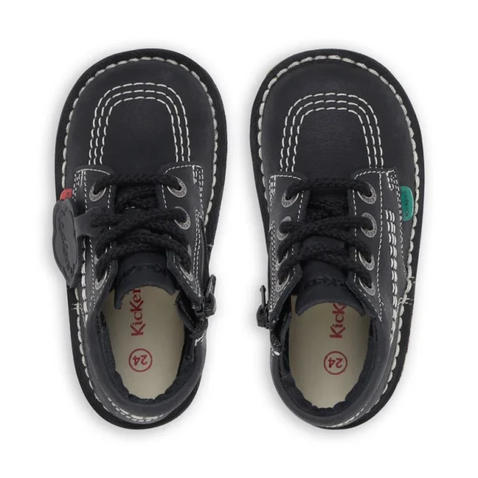 Kick Hi Hi Zip Leder für Kleinkinder, Unisex, Schwarz/Weiß Kick Hi Hi Zip Leder für Kleinkinder, Unisex, Schwarz/Weiß