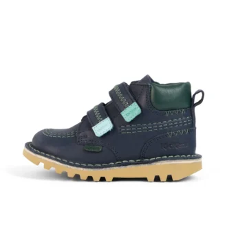 Kick Hi Roll ZigZag Stiefel für kleine Jungen aus Leder, marineblau