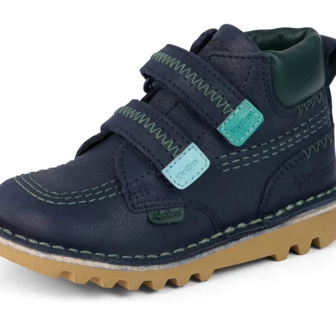 Kick Hi Roll ZigZag Stiefel für kleine Jungen aus Leder, marineblau Kick Hi Roll ZigZag Stiefel für kleine Jungen aus Leder, marineblau