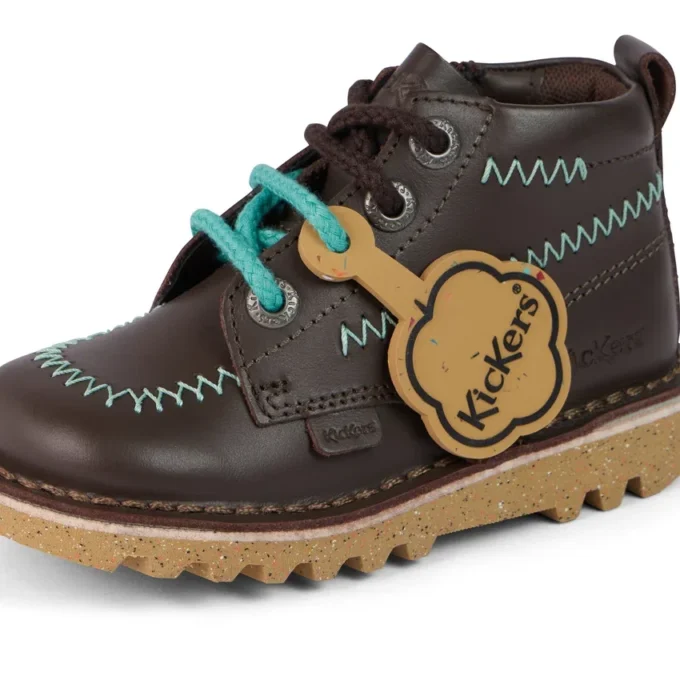 Kick Hi ZigZag Stiefel für Jungen, Leder, braun Kick Hi ZigZag Stiefel für Jungen, Leder, braun
