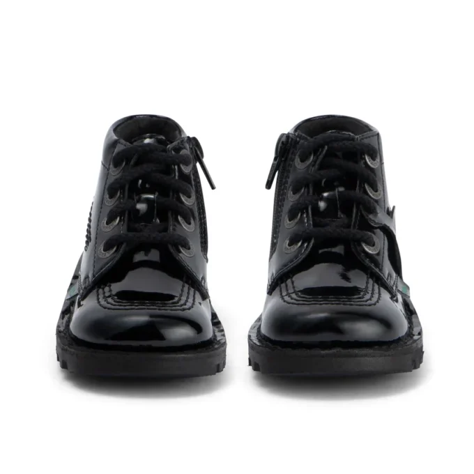 Kick Hi Zip für Mädchen im Kleinkindalter aus Lederimitat und Lackleder, schwarz Kick Hi Zip für Mädchen im Kleinkindalter aus Lederimitat und Lackleder, schwarz