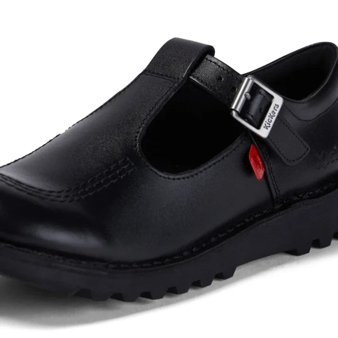 Kick T-Bar für junge Damen aus Leder, schwarz Kick T-Bar für junge Damen aus Leder, schwarz