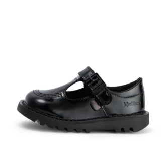 Kick T-Bar für Kleinkinder, Mädchen, Velours-Lackleder, schwarz