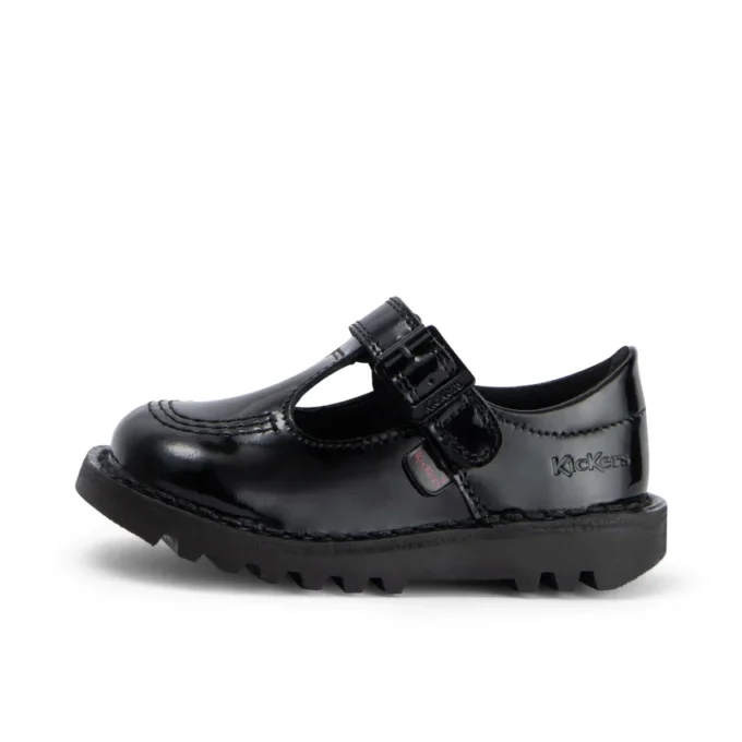Kick T-Bar für Kleinkinder, Mädchen, Velours-Lackleder, schwarz Kick T-Bar für Kleinkinder, Mädchen, Velours-Lackleder, schwarz