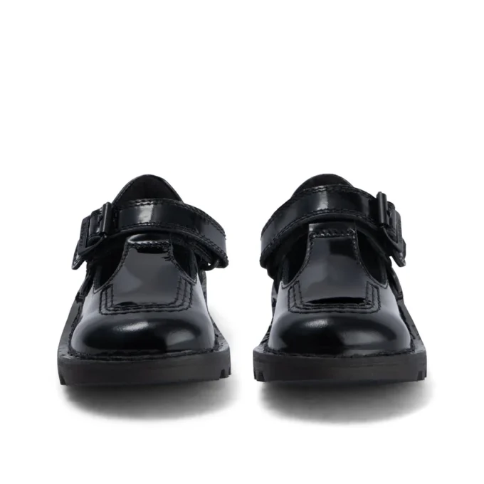 Kick T-Bar für Kleinkinder, Mädchen, Velours-Lackleder, schwarz Kick T-Bar für Kleinkinder, Mädchen, Velours-Lackleder, schwarz