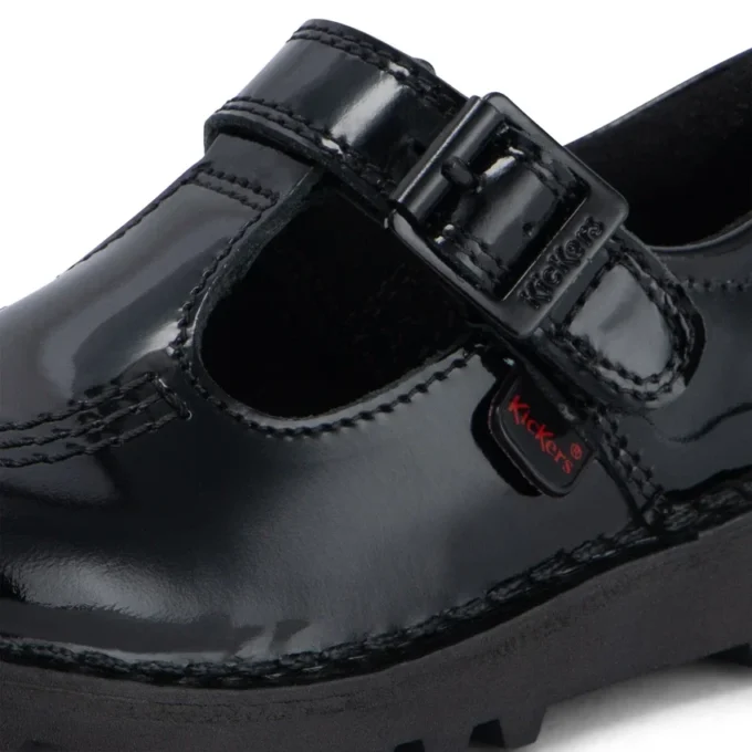 Kick T-Bar für Kleinkinder, Mädchen, Velours-Lackleder, schwarz Kick T-Bar für Kleinkinder, Mädchen, Velours-Lackleder, schwarz