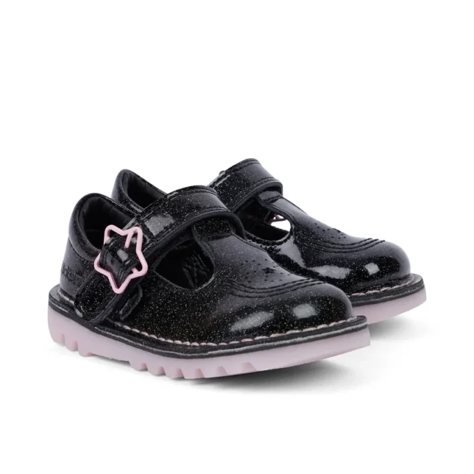 Kick T-Bar Galactic Leder Schwarz für kleine Mädchen Kick T-Bar Galactic Leder Schwarz für kleine Mädchen