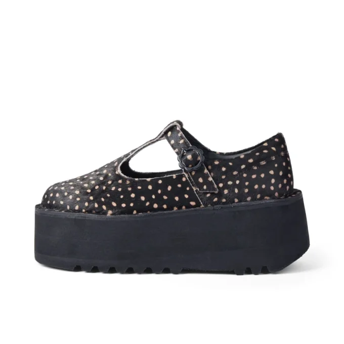 Kick T-Bar-Plateauschuhe für Damen, Leder, schwarz Kick T-Bar-Plateauschuhe für Damen, Leder, schwarz