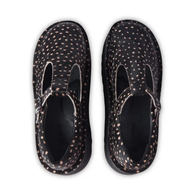 Kick T-Bar-Plateauschuhe für Damen, Leder, schwarz Kick T-Bar-Plateauschuhe für Damen, Leder, schwarz