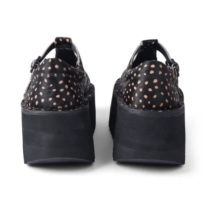 Kick T-Bar-Plateauschuhe für Damen, Leder, schwarz Kick T-Bar-Plateauschuhe für Damen, Leder, schwarz