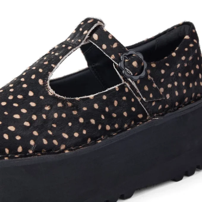 Kick T-Bar-Plateauschuhe für Damen, Leder, schwarz Kick T-Bar-Plateauschuhe für Damen, Leder, schwarz