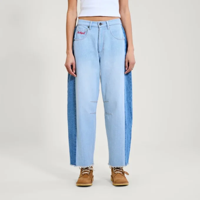 Kickers Classic Wide Leg Barrel Jeans für Damen, Blau Kickers Classic Wide Leg Barrel Jeans für Damen, Blau