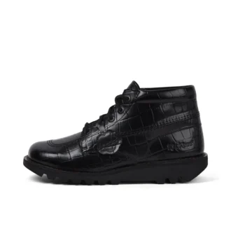 Kickers Kick Hi Croc Lederstiefel für Erwachsene, Unisex, Schwarz