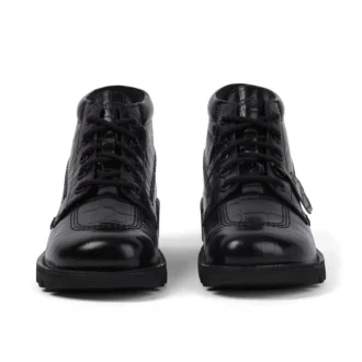 Kickers Kick Hi Croc Lederstiefel für Erwachsene, Unisex, Schwarz